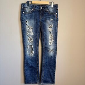 Silver Jeans Womens Distressed‎ Manchester Blue Jeans Size 29/31 Pearl Rivets